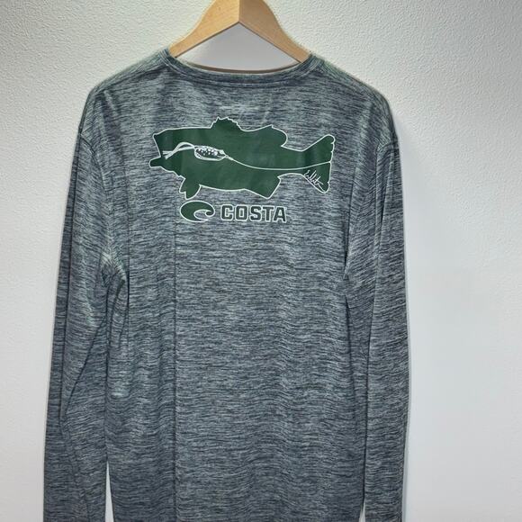 Costa Del Mar Performance Fishing Shirt Mens XL Gray Heather Long Sleeve UPF Tee - Picture 2 of 4